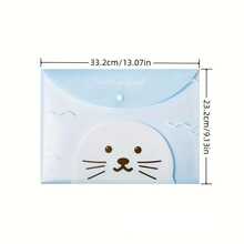 Cute Cartoon Snap Button PVC Folder Pencil Case Office Information Bag Student Stationery - Multicolor - View 5