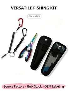 Multi-Piece Eagle Beak + Cloth Bag + Lanyard Portable Fishing Set, Eagle Beak Ring Opener, Fish Hook Remover, Fish Lip Gripper, Fish Scale Remover, Telescopic Buckle, Fishing Pliers, Essential For Outdoor Enthusiasts, Battery Not Included - Multicolor - View 2