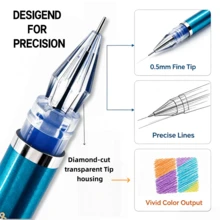 12 Colors Diamond Tip Art Markers, Smooth Drawing Pens, Suitable For Journaling, Doodling, Note-Taking, Scrapbooking, Greeting Card Making And DIY Crafts - Rhinestone Colorful Neutral Pen - View 3