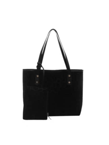Dedoo Tas Tote Wanita Motif Leopard, Kain Lembut, Detail Rivet, Dompet Kecil yang Serasi, Kapasitas Besar, Kasual, Untuk Kerja, Belanja, dan Bepergian. - Hitam - View 7