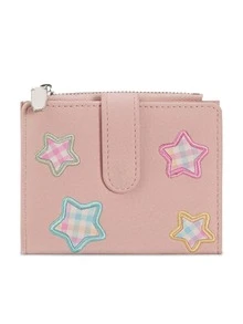 Cute Star Embroidery PU Leather Women's Short Wallet, Multi-Card Slots With Snap Button And Zipper, Vintage Y2K Style Coin Purse Compact Handbag - Multicolor - View 12