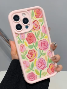 1件 粉色柔和玫瑰花園個性化極簡全包覆TPU防震手機殼，適用於Apple 18 17 16 15 14 13 12 11 Pro Max Air及系列 - 彩色 - 查看 3