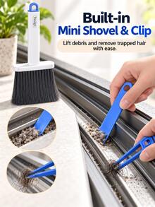 3-Piece Cleaning Brush Set, Includes Soft Bristle Dusting Brush, Mini Scraper And Cleaning Clip, Multi-Functional Gap Cleaning Brush, Suitable For Window Tracks, Kitchen, Bathroom, Bedroom, Car Interior And Home Cleaning, Applicable For Halloween And Christmas - Multicolor - View 9