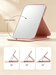 1pc Cute Girl Style Portable Mini Folding Makeup Mirror. This Mirror Comes With A Stand, Featuring A Leopard Print Design And A Simple Rectangular Shape, Making It Suitable For Travel And Daily Use, As Well As An Ideal Desktop Makeup Mirror. Perfect For Back-To-School Season Or As A Gift For Friends, Family And Teachers. - Multicolor - View 3