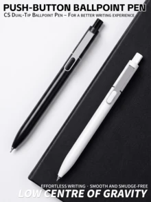 Black And White Matte Pen Holder, Quick Drying Double Bead CS Pen Tip, Press Neutral Pen - Black Ink Refill - View 2