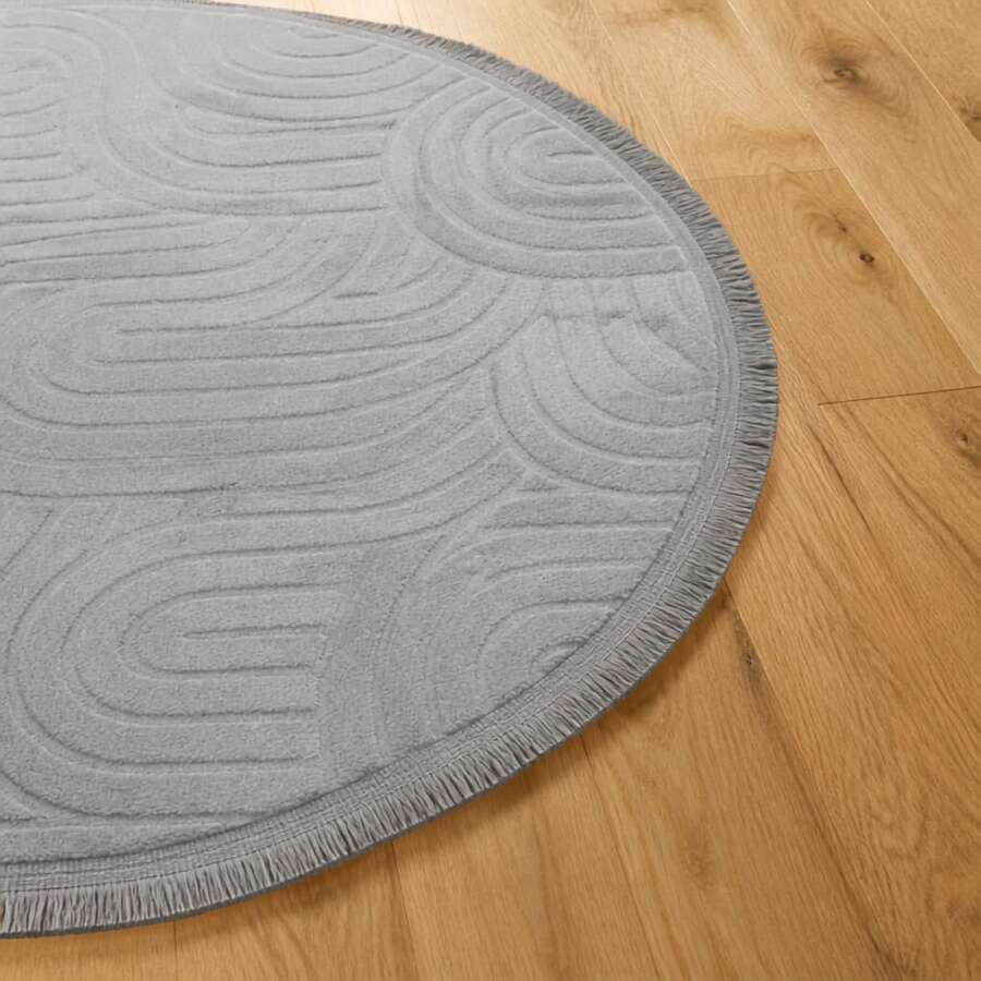 Modern Ivory Area Rug For Living Room | Soft Minimalist Contemporary Carpet Made In Turkey - Light Grey - View 1