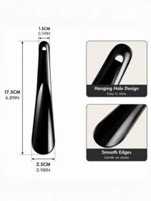 QKC 2pcs Minimalist Shoe Horns, Elegant Plastic Shoe Horn With Hanging Hole, Suitable For Daily Shoe Wearing - Black - View 4