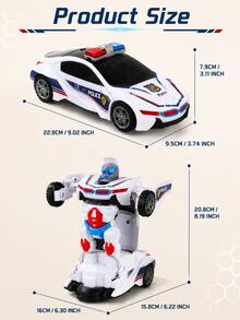 1pc Fully Automatic Transforming Police Car Kids Toy, Light & Music Electric Omnidirectional Robot Model, Cool Educational Toy, Suitable Birthday Gift For Boys - Multicolor - View 12