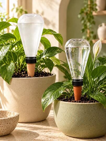 1PC-New Large Capacity Automatic Watering Device, Transparent Self-Absorbing Water Ball With Clay Tip, Slow-Release Drip Irrigation Plug For Potted Plants, Home Gardening Hands-Free Watering Tool