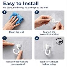6 móc dán xoay đa năng không vết nối, không cần khoan khi lắp đặt, lực dính mạnh, xoay linh hoạt, phù hợp cho tường, gạch, phòng tắm và nhà bếp, cũng như lưu trữ các vật dụng nhỏ như quần áo - Trắng - Xem 3