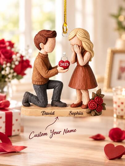 Personalized Acrylic Hanging Ornament, Proposal Keepsake, Newly Engaged Couple Gift, "She Said Yes" Ornament, Customized Name & Year, Engagement Keepsake, Romantic Christmas Tree Decoration, Newly Engaged Gift