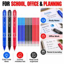 18-Piece Erasable Gel Pen Set, 3 Retractable Erasable Pens With 15 Refills, Blue Black Red Ink, Smooth Writing Refillable Pens For School Office Notes Journaling, Student Stationery Supplies(3pens + 15 Refills) - Multicolor - View 8