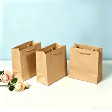 10pcs/5pcs Kraft Paper Gift Bags, Solid Color Minimalist Gift Bags, Suitable For Birthday, Wedding, Various Parties, Souvenir Gift Packaging Bags, Universal Gift Packaging Bags For Various Festivals - View 3