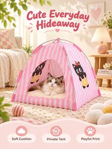 1pc Princess Tent Pet Bed, Suitable For Cats And Small Dogs, Comfortable, Soft, Breathable, Thin, Cooling, Sun-Shading, Summer, Washable, Detachable, Indoor And Outdoor - Multicolor - View 7