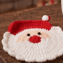 2PCS Santa Claus Knitted Coasters, Christmas Theme Knitted Car Cup Holders, Dual-Use For Car And Home, Holiday Creative Decorative Gift - Santa Claus Woven Coaster - View 7