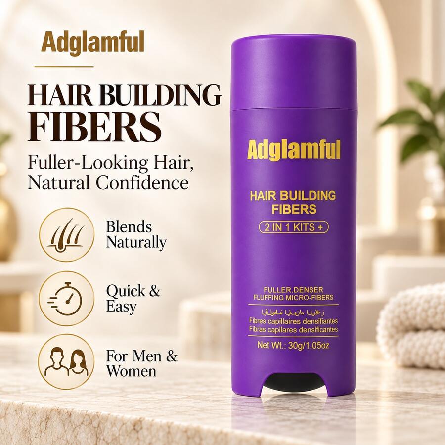 Adglamful Hair Building Fibers 30g/1.05oz, Squeeze Dispensing Hair Fiber Powder For Fuller-Looking Hair, Natural-Looking Coverage For Hairline & Sparse Areas - Multicolor - View 1