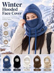 Women'S Winter Fleece-Lined Cold-Weather Balaclava/Hat – Features An Elastic Drawstring Closure; Lightweight And Warm; Suitable For Cycling, Skiing, And Outdoor Sports; Solid-Color Pullover Style With Windproof Ear Protection. - Multicolor - View 2