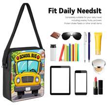 Yellow School Bus Print Large Capacity Backpack 3-Piece Set, Lightweight & Breathable, Student Commute & School Use, Multi-Function Shoulder Bag, Crossbody Bag & Pencil Case Storage Set - Printed Bag - View 3