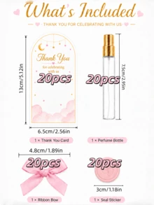 10sets DIY Baby Shower Gifts For Guest Empty Mini Perfume Bottles Party Favor Little Princess Party Guest Gifts Birthday Girl Gender Reveal Decorations Thank You Cards Pink Bow Baby Footprint Stickers - Multicolor - View 12