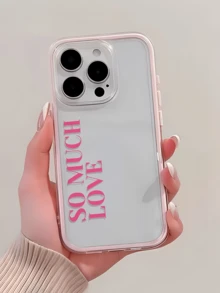 1件裝 粉色極簡玫瑰紅英文字母 2合1 全包覆 TPU 防震手機殼，相容 Apple 18 17 16 15 14 13 12 11 Pro Max Air 及系列 - 彩色 - 查看 3