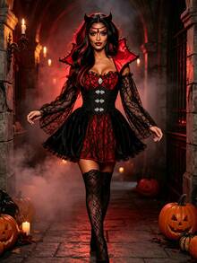 Women's Vampire Vixen Costume - Black - View 1