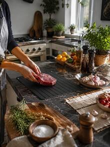 3pcs/1pc Aluminum Cutting Board, Reusable Kitchen Chopping Board With Grooved Surface, Suitable For Meat, Vegetables, Fruits Food Preparation, Kitchen Countertop Cooking Accessory - View 8