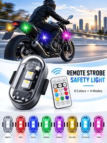 1/2/4/6pcs Motorcycle LED RGB Lights 7 Colors With Remote Control Mini Lights USB Aircraft Lights Universal For Cars And Motorcycles - A - View 11