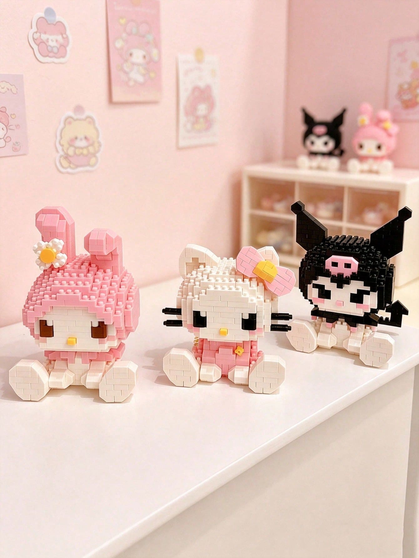 3 Styles Sanrio Building Block Set, My Melody, Hello Kitty, Kuromi Building Blocks, Assembly Building Block Toys, Suitable For Teenagers, DIY Assembly Educational Toys, Desktop Decor, Office, Home Decor, Collection Display Decor, Creative Gift For Girls, Students, Birthday Holiday Gift Choice, Back To School, Halloween, Christmas