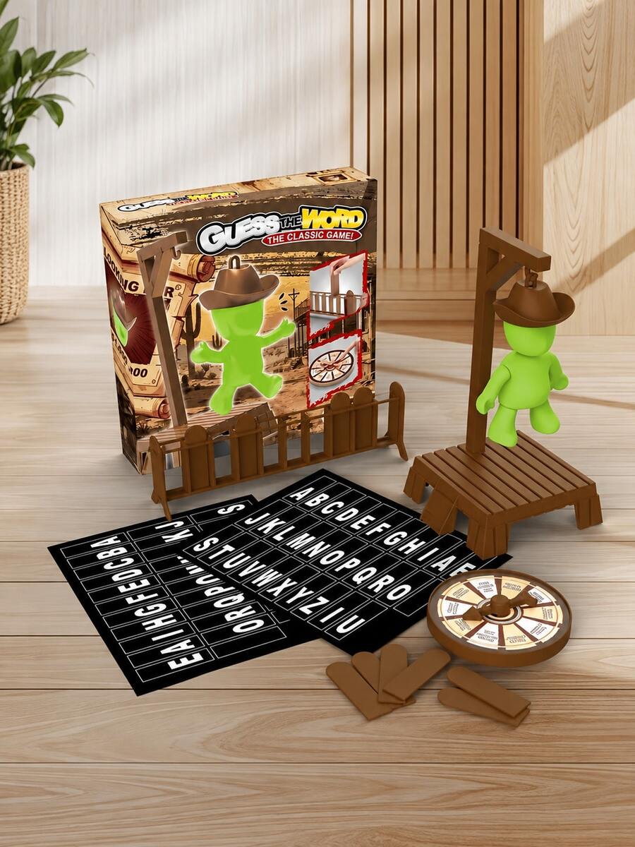 Permainan Tebak Kata, Permainan Tebak Kata Klasik dengan Roda Berputar dan Balok Huruf yang Dapat Dilepas, Mainan Edukasi Ejaan untuk Keluarga, Hadiah Permainan Meja untuk Pesta, Cocok untuk 2-4 Pemain