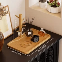 Bamboo Key Rack With Branch Hooks, Desktop Storage Tray, Entryway Small Item Organizer, Natural Bamboo Craft Decor, Can Store Keys, Watches, Jewelry, Fashion Glasses, Mail, Coins, Suitable For Hallway, Front Door, Kitchen, Office, Home Decor, Christmas Gift - Maple - View 6