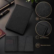 HOVI'S Travel Passport Holder - Multiple Card Slots & Document Pocket, Secure Passport Storage, Lightweight Durable Fabric, Easy To Carry - Black - View 2
