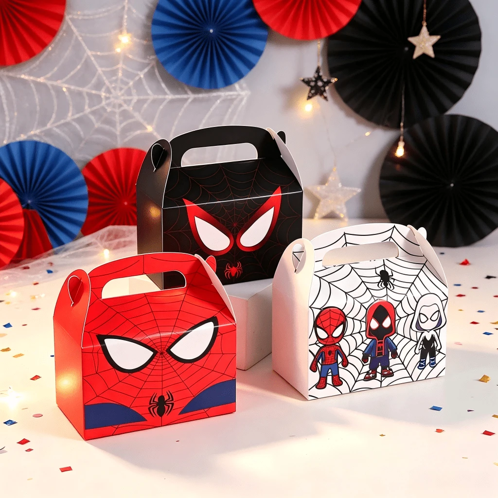 3pcs Paper Bag, Cool Printed Cartoon Character Tote Bag, Exquisite Cowhide Paper Bag, Birthday Gift Bag, Cartoon Tote Bag, Cowhide Handmade Paper Bag - Multicolor - View 1