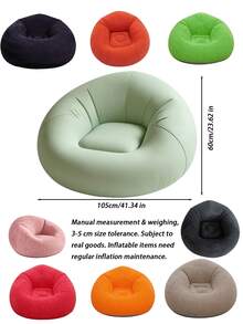 [New Product]1pc Inflatable Slouchy Sofa Chair, Foldable, Portable, Soft Flocked Bean Bag Sofa, Suitable For Bedroom And Living Room In Autumn/Winter, Indoor/Outdoor Use. - Multicolor - View 10