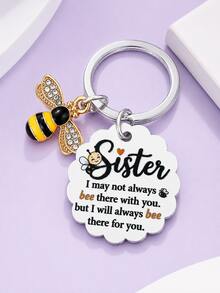 1 buah/3 buah Gantungan Kunci Sister Bee, Gantungan Tas Bergelombang dengan Pesan "Always Bee There For You", Hadiah Thanksgiving dan Natal untuk Saudari, Aksesori Tas - MultiWarna - View 6
