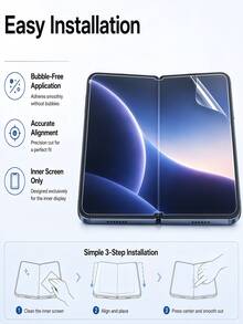 2 Sets Foldable Phone Hydrogel Film, Full Coverage Soft Screen Protector For Inner And Outer Screens, Self-Healing Anti-Fingerprint High-Definition Transparent Flexible Protector, Suitable For Flip Foldable Smartphones, Compatible With IPhone Duo/Fold, Compatible With Samsung Galaxy Fold 8 Ultra/7/6/5/4/3/2 - Clear - View 2