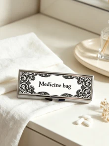 「Medicine Bag」印花藥盒，復古歐式藥丸分藥盒，便攜式藥丸分藥盒，精準 1-2 顆藥丸分藥盒，便利藥物收納盒，易用設計，塑膠材質，便攜旅行藥盒，分藥盒，大容量藥物盒，返校季，返校禮物，母親節禮物，萬聖節，聖誕禮物 - 彩色 - 查看 5