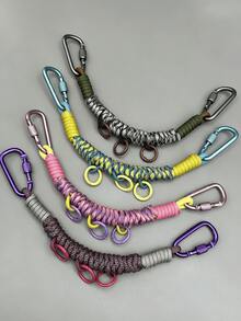 Paracord Extension Lanyard, Multifunctional Backpack Pendant, Hand-Woven Paracord Outdoor Backpack DIY Modification Accessory, Double D-Ring Buckle - Multicolor - View 1
