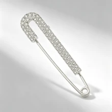 5Pcs Shiny Silver Rhinestone Safety Pin Brooches, Faux Crystal Decorative Pins For Women, Shirt Dress Collar Hat Waistband Clothing Accessories - Silver - View 2