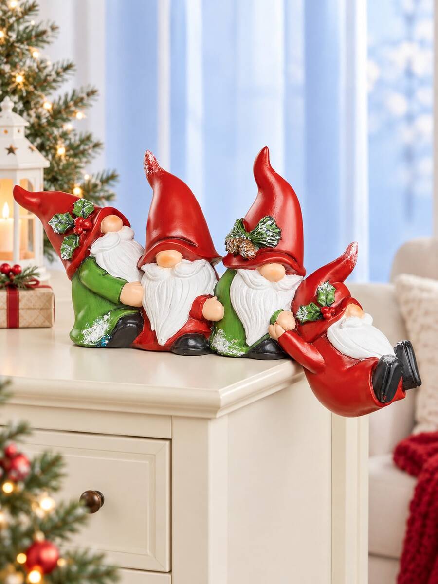 1pc Christmas Resin Ornament - Hand Painted Holiday Decoration, Various Colors And Patterns, Durable, Can Be Placed On Desktop As Holiday Home Decor, No Electricity Required, Christmas Decoration - Multicolor - View 1