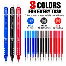 18-Piece Erasable Gel Pen Set, 3 Retractable Erasable Pens With 15 Refills, Blue Black Red Ink, Smooth Writing Refillable Pens For School Office Notes Journaling, Student Stationery Supplies(3pens + 15 Refills) - Multicolor - View 4