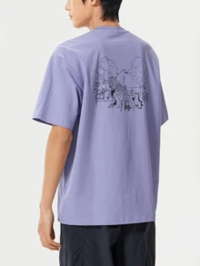 CAMEL CROWN Unisex Summer Short Sleeve T-Shirt, 3-Way Protection Comfort Cotton, Versatile Oil-Resistant Breathable Tee - Twilight Purple - View 3