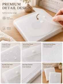 Car CD Storage Box 12-Disc Portable CD Storage Case Frosted PP Material CD/DVD Storage Bag Snap Closure Disc Organizer Compact Car Accessory Home Office Travel Universal Music Movie Game Disc Storage - View 9