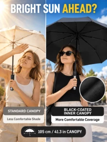 10-Rib Reinforced Automatic Open/Close Folding Umbrella, Sturdy Wind-Resistant Frame, Extra Large Canopy For Effective Rain Protection, 3-Fold Portable Compact Design, Sun And Rain Dual Use, Minimalist Solid Color Business Style, Suitable For Daily Commute, Outdoor Travel, Business Trips And Sightseeing, Handles Heavy Rain And Strong Wind, Practical Rain Protection Tool For Home And Travel, Halloween Thanksgiving Christmas Birthday Gift, Fully Automatic Open/Close - A - View 9
