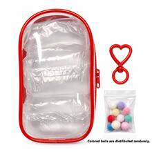 Clear PVC Figure Storage Bag With Heart Keychain, Transparent Dustproof Portable Display Case For Standing Or Sitting Collectible Dolls, Cables & Earbuds, Gift Organizer For Valentine's Day & Christmas, Doll Not Included,For Labubu - Multicolor - View 12