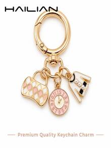 HAILIAN 1pc Alloy Material Watch Bag Clothing Women's Bag Pendant Car Keychain Key Chain Best Friend Couple Gift Small Present Suitable For Women's Keychain Bag Matching - Pink - View 1