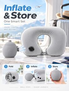 Bantal Leher Portabel Tiup untuk Perjalanan, Bantal Penopang Leher Berbentuk U, Bantal Leher Kompak yang Cepat Mengembang, Penopang 360° yang Dapat Diatur, Bantal Perjalanan Ringan yang Dapat Dilipat, Cocok untuk Pesawat, Mobil, Kereta Api, Kantor, Unisex, Hadiah Perjalanan Liburan - MultiWarna - View 8