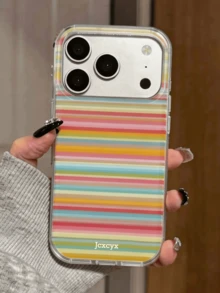 Cute Contrasting Colors Striped Glossy Back Phone Case Compatible With IPhone 18 Pro Max 18 Pro 17 Pro Max 17 Pro 17 16 Pro Max 16 Pro 16 15 Pro Max 14 13 15 Pro 15 14 16 Plus Simple Style Shell - Color Stripes - View 5