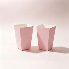 30/60pcs Popcorn Folding Boxes, Cinema Square Popcorn Paper Buckets, Popcorn Food Packaging Boxes - Pink - View 2