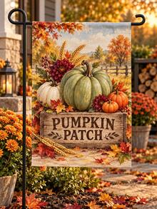5 Designs Fall Decor Garden Flag Set, Pumpkin Harvest Maple Leaf Sunflower Lantern Welcome Pattern, Rustic Farmhouse Outdoor Yard Flag For Porch Lawn Garden Decoration, Thanksgiving Seasonal Home Decor - A - View 3
