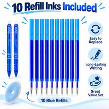 13pcs/Set 2 Packs Retractable Erasable Gel Pen Set With 10 Refills & 1 Eraser, 6 Color Options, Smooth Writing Refillable Pens For Students, School, Office, Note Taking, Homework, Journaling & Everyday Writing - Multicolor - View 7
